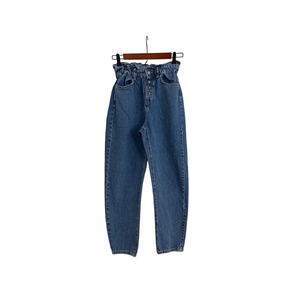 ZARA Jeans Retro Paper Bag Timeless High Waist Denim Blue Jeans Size 0